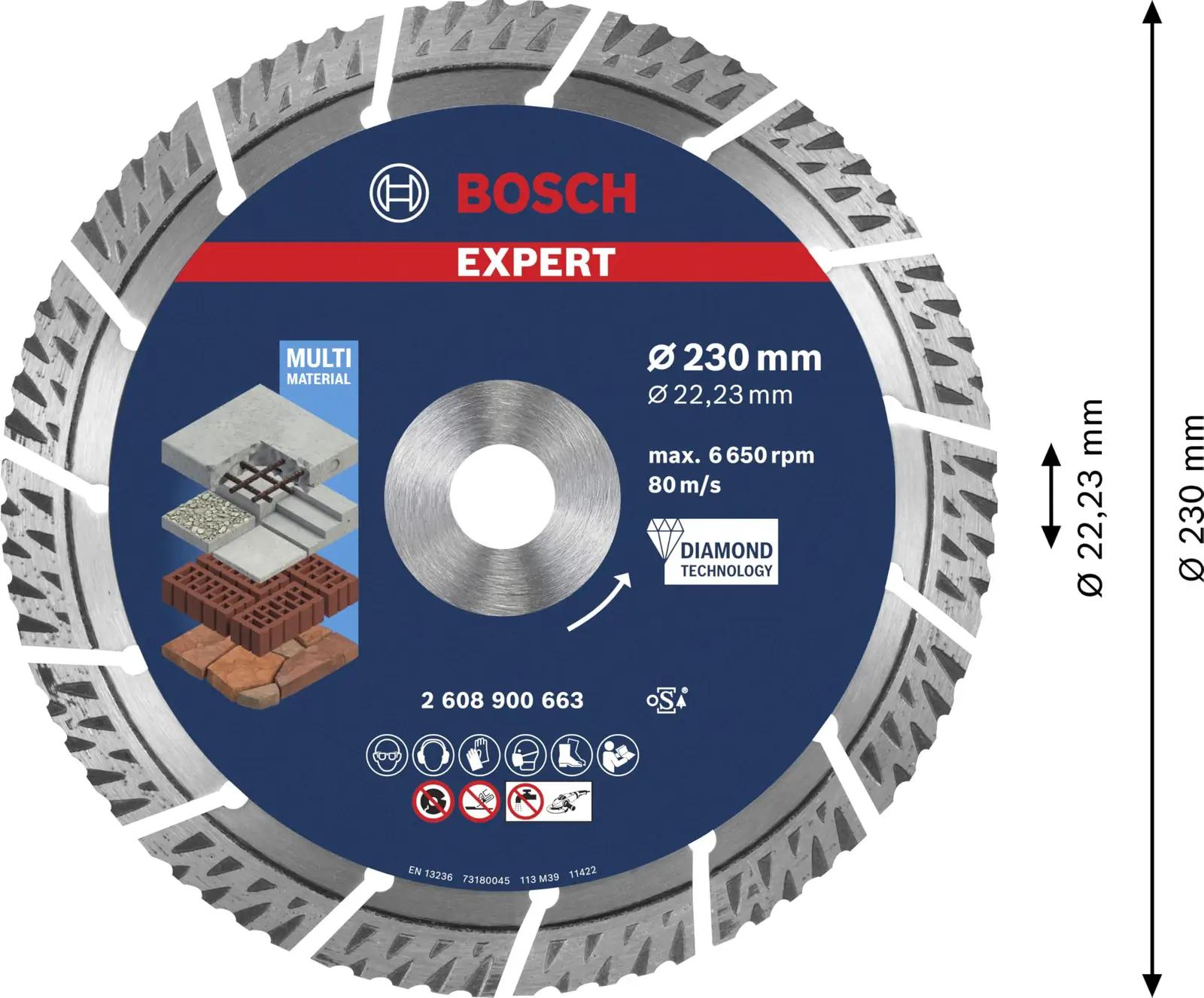Bosch spetsiaalne diamantlõikeketas Ø230 mm betoonile ja – pakend ja tarvikud