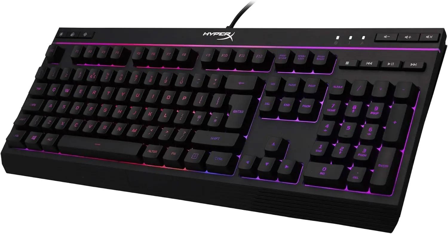 HyperX mugav membraantastatuur RGB valgusega kui kingitus – detailne vaade