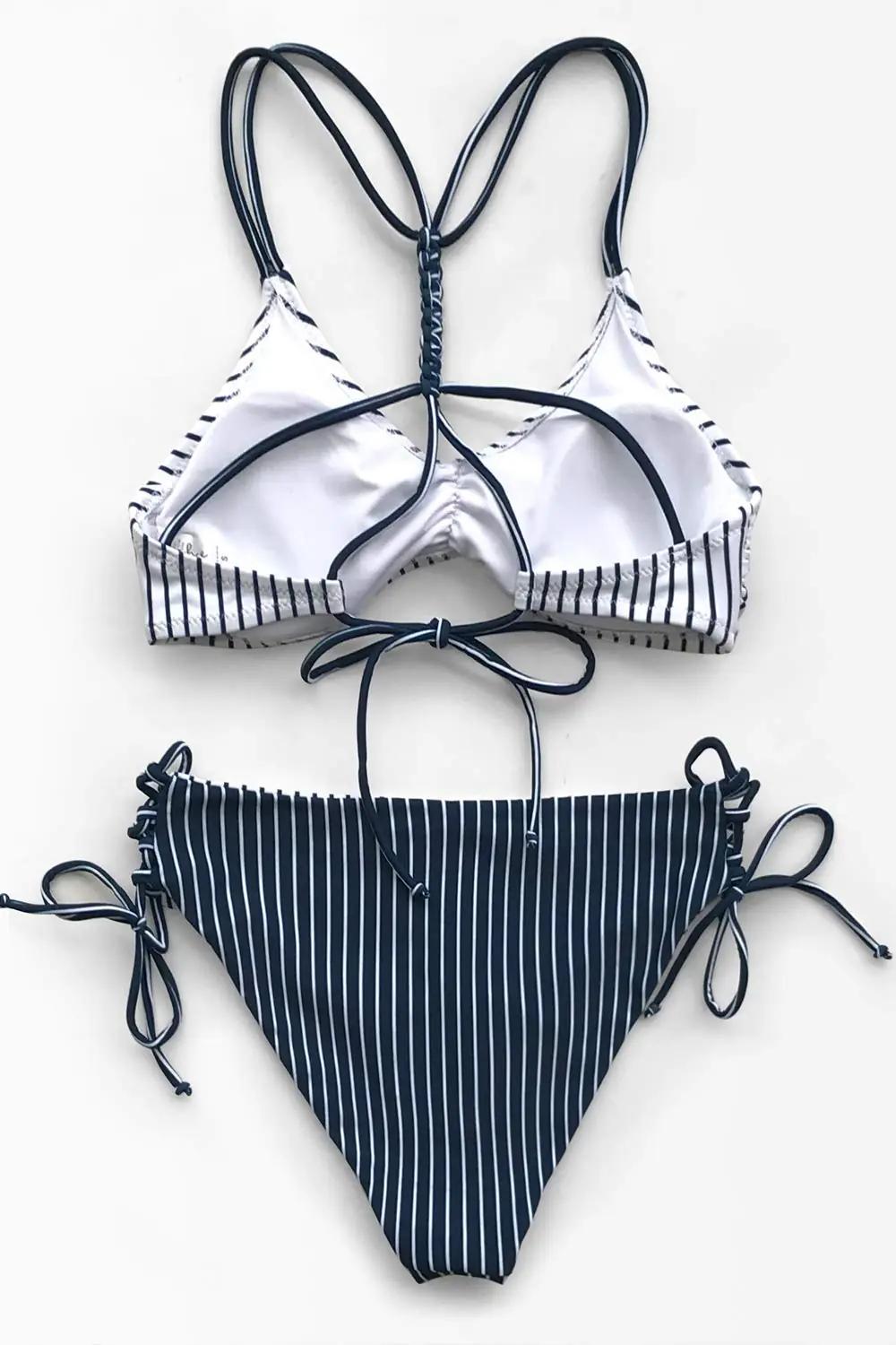 CUPSHE valge triibuline bikini komplekt — kerge ja mugav XS – pilt 6