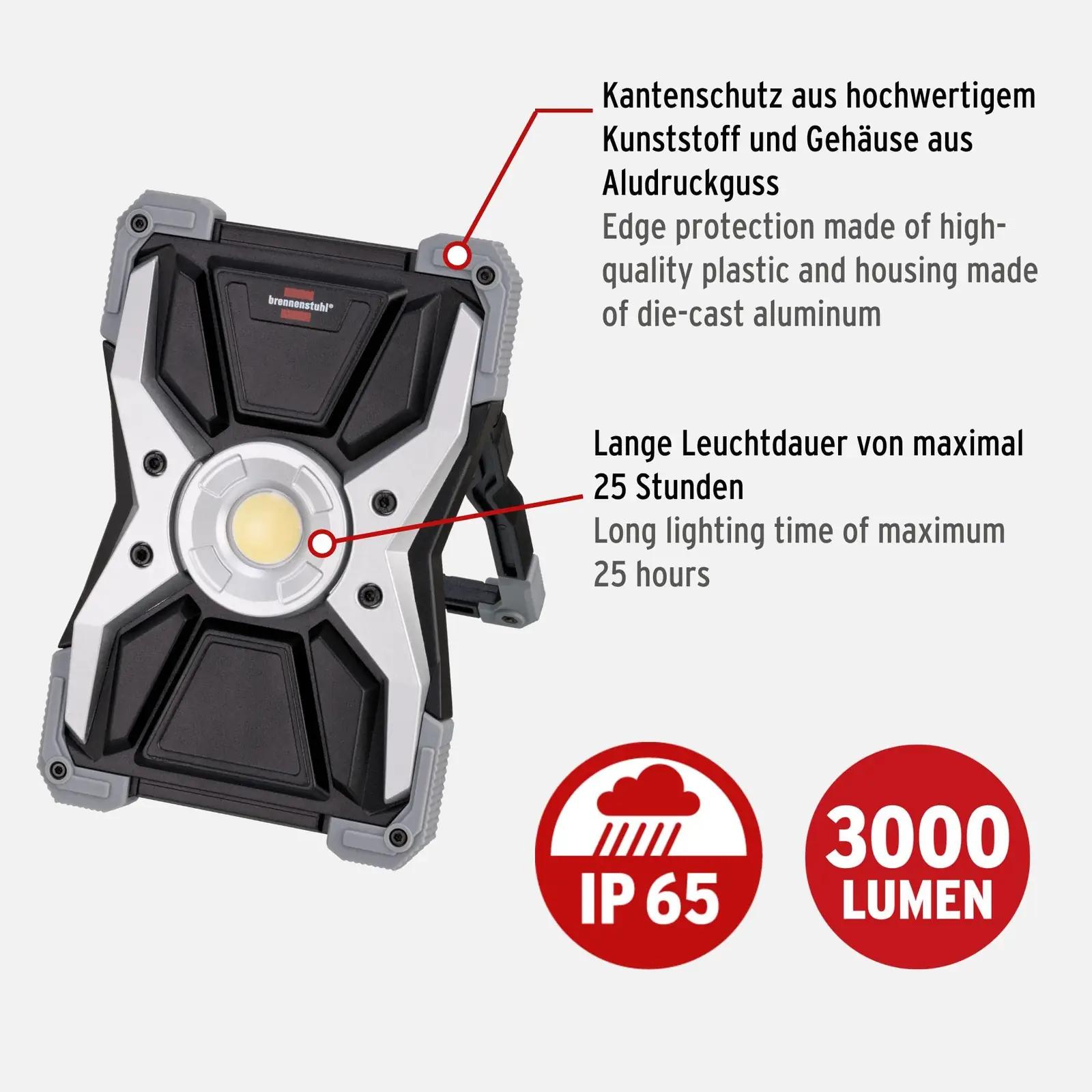 Brennenstuhl vastupidav metallist mobiilne LED-valgusti 3000 lm – detailne vaade
