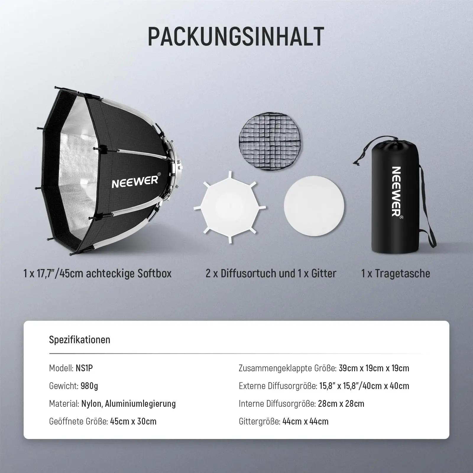 NEEWER alumiiniumist 45cm kaheksanurkne softbox – pilt 8