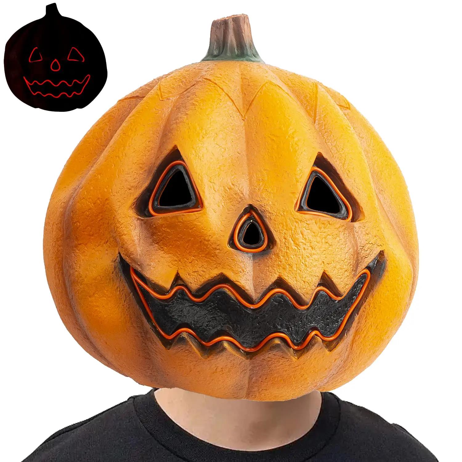 Creepy Party oranž kummist Halloween mask — realistlik peakattega
