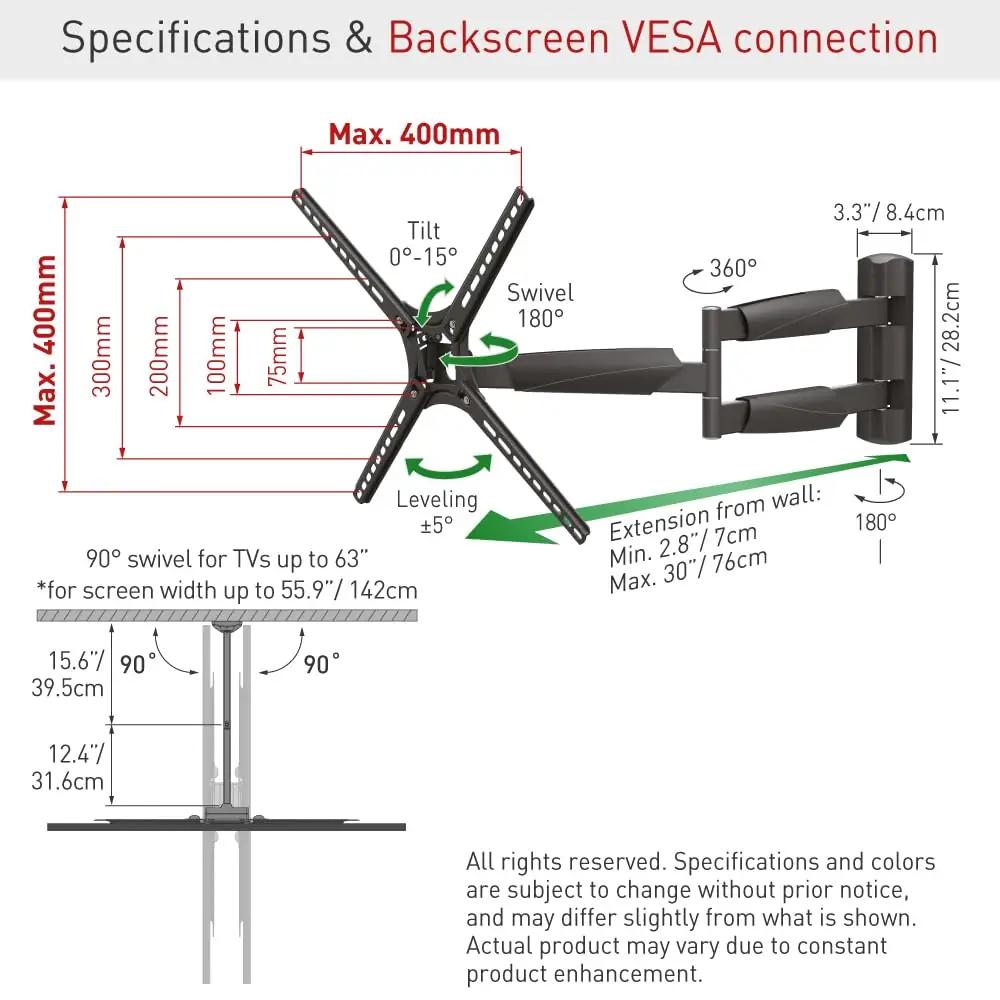 Barkan 76 cm metallist seinale kinnitatav telerikinnitus – pilt 8