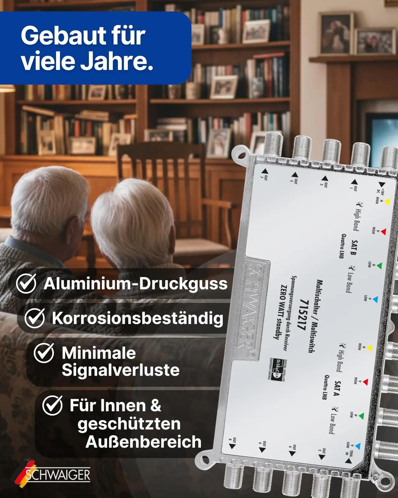 SCHWAIGER alumiiniumist multiswitch – 2 SAT kuni 8 osalejat – lisavaade