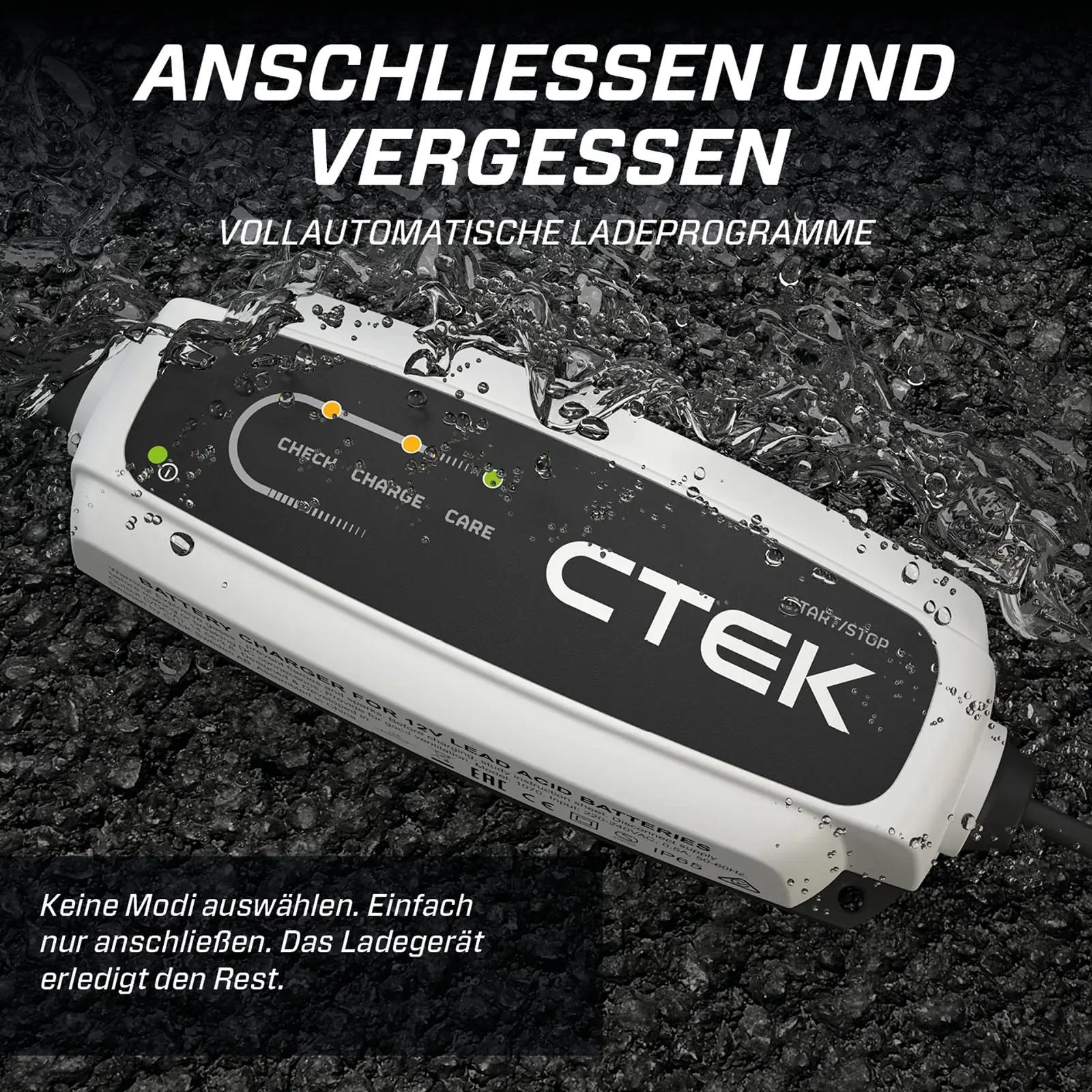 CTEK nutikas 12V akulaadija CT5 – hooldus ja Start/Stop – pakend ja tarvikud