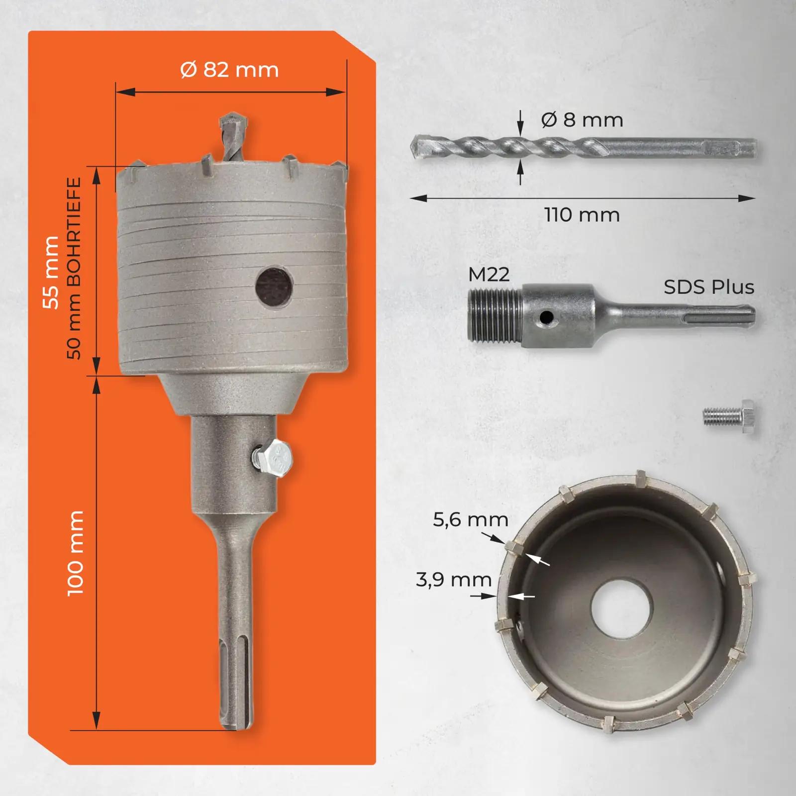 BAUBECK vastupidav 82 mm SDS Plus bohrkrone betoonile – kasutusnäide