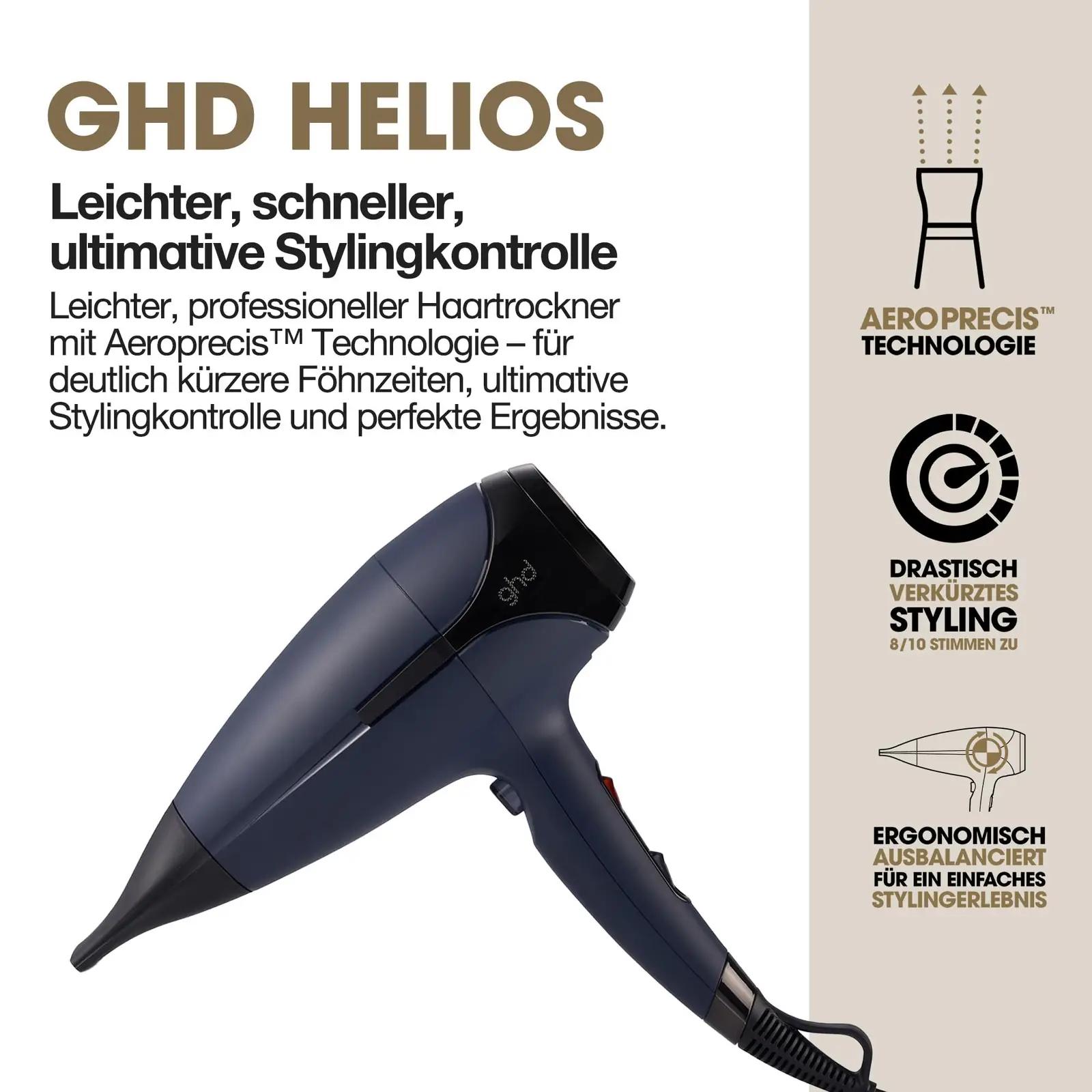 ghd Helios professionaalne föön – kiire sile viimistlus – pakend ja tarvikud