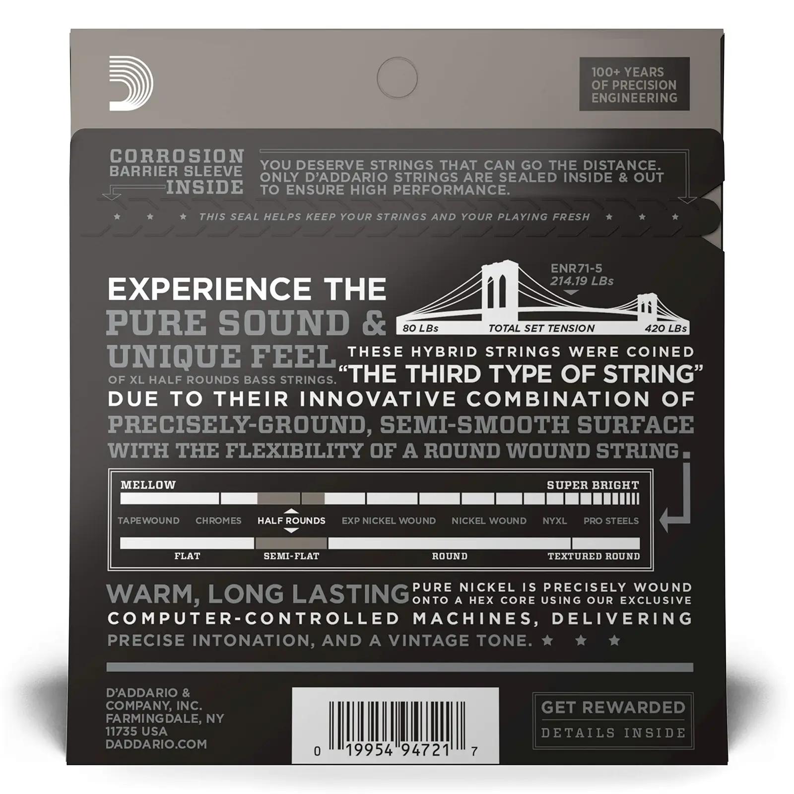 D’Addario XL nikkel bassikeele komplekt – vastupidav heli – pakend ja tarvikud
