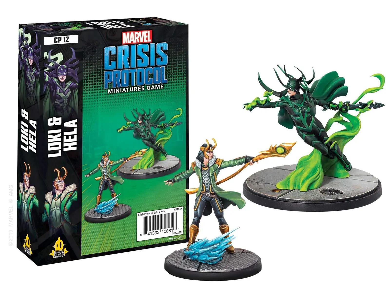 Atomic Mass Games: plastikust Marvel Loki ja Hela komplekt – pakend ja tarvikud
