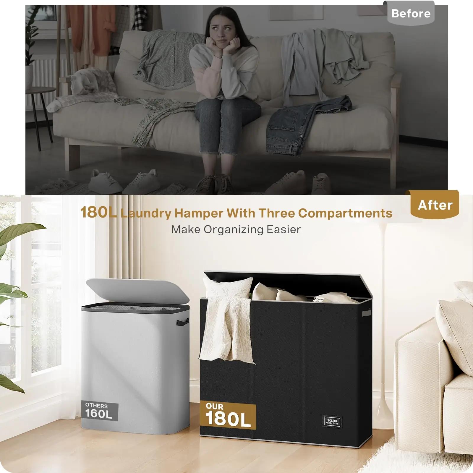 SOLEDI suur 180 L pesukorv pealiskattega — organiseeritud kodu – pilt 9