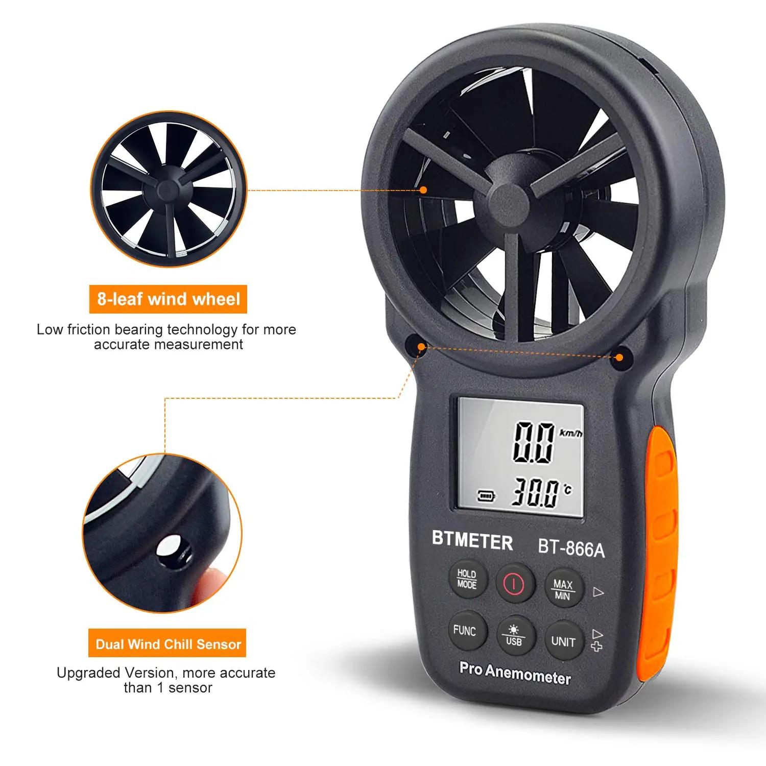 AOPUTTRIVER täpne käeshoitav anemomeeter – ABS-korpus, USB – kasutusnäide