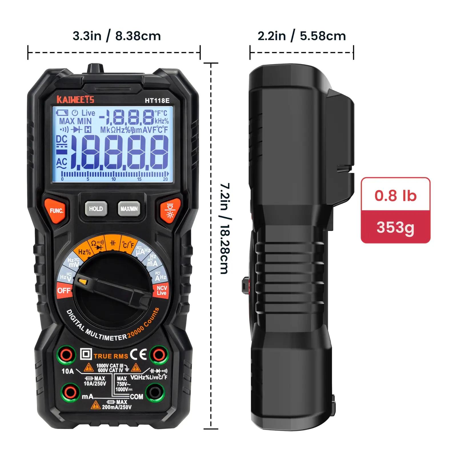 KAIWEETS vastupidav digimultimeeter HT118E – täpne mõõtmine – pilt 9