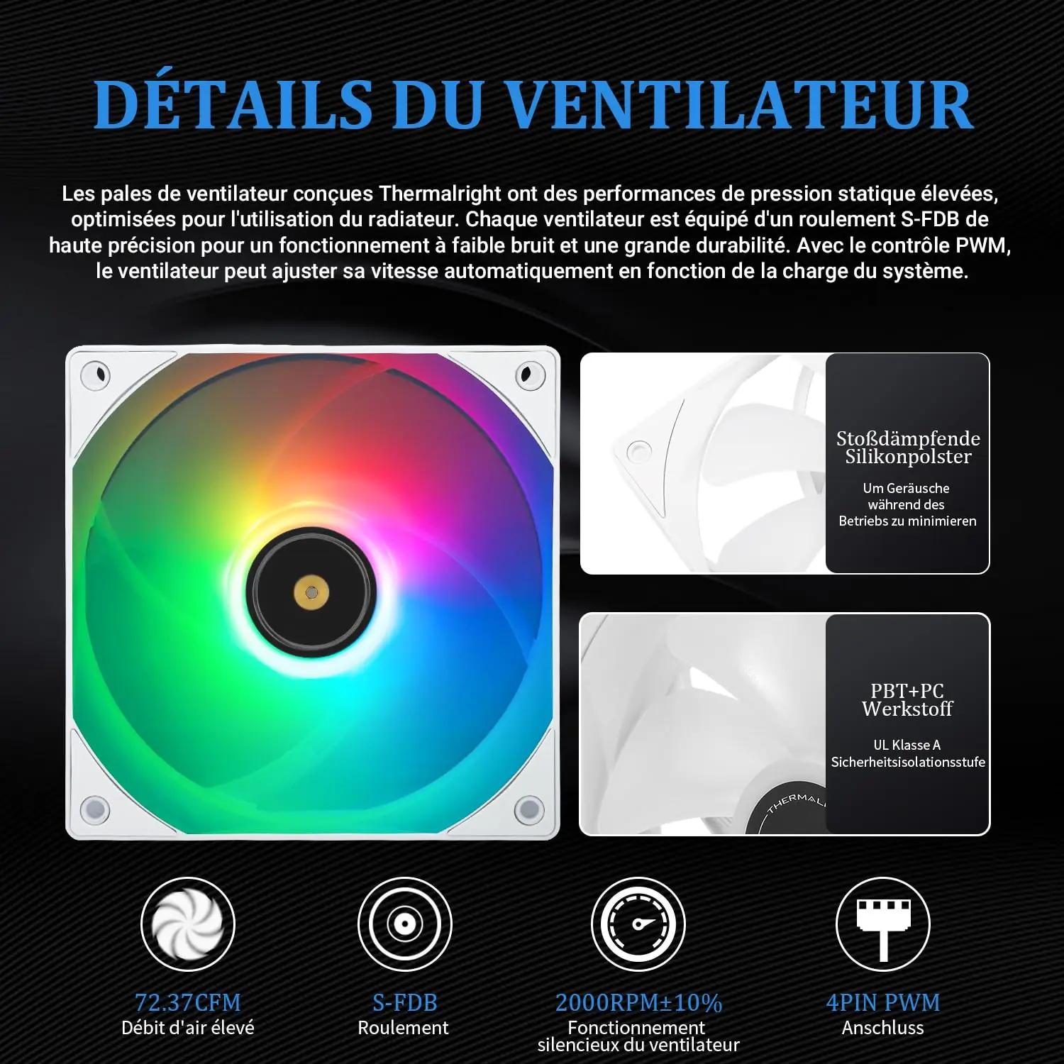 THERMALRIGHT valge 240 mm vedelikjahuti — vaikne ja tõhus jahutus – lisavaade