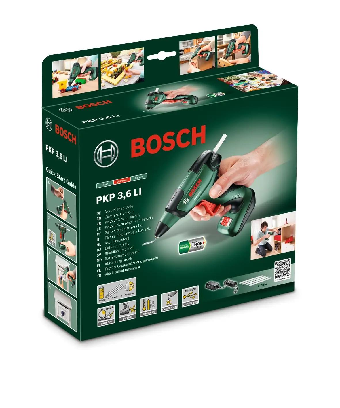 Bosch laetav kuumliimipüstol PKP 3,6 LI — kompaktne tööriist – detailne vaade
