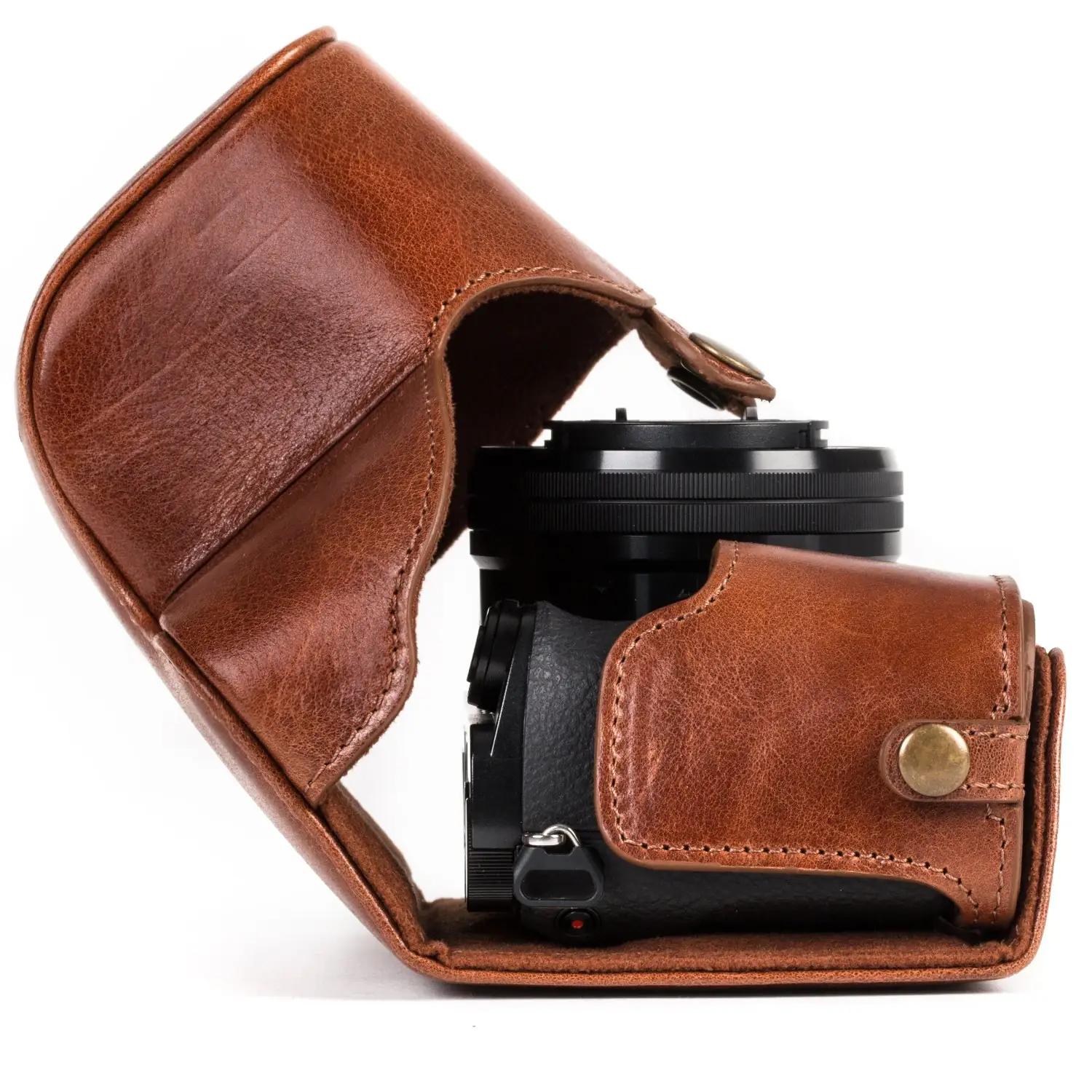 MegaGear nahkne kaamerakott Sony A6300/A6000 jaoks — elegantne – pakend ja tarvikud