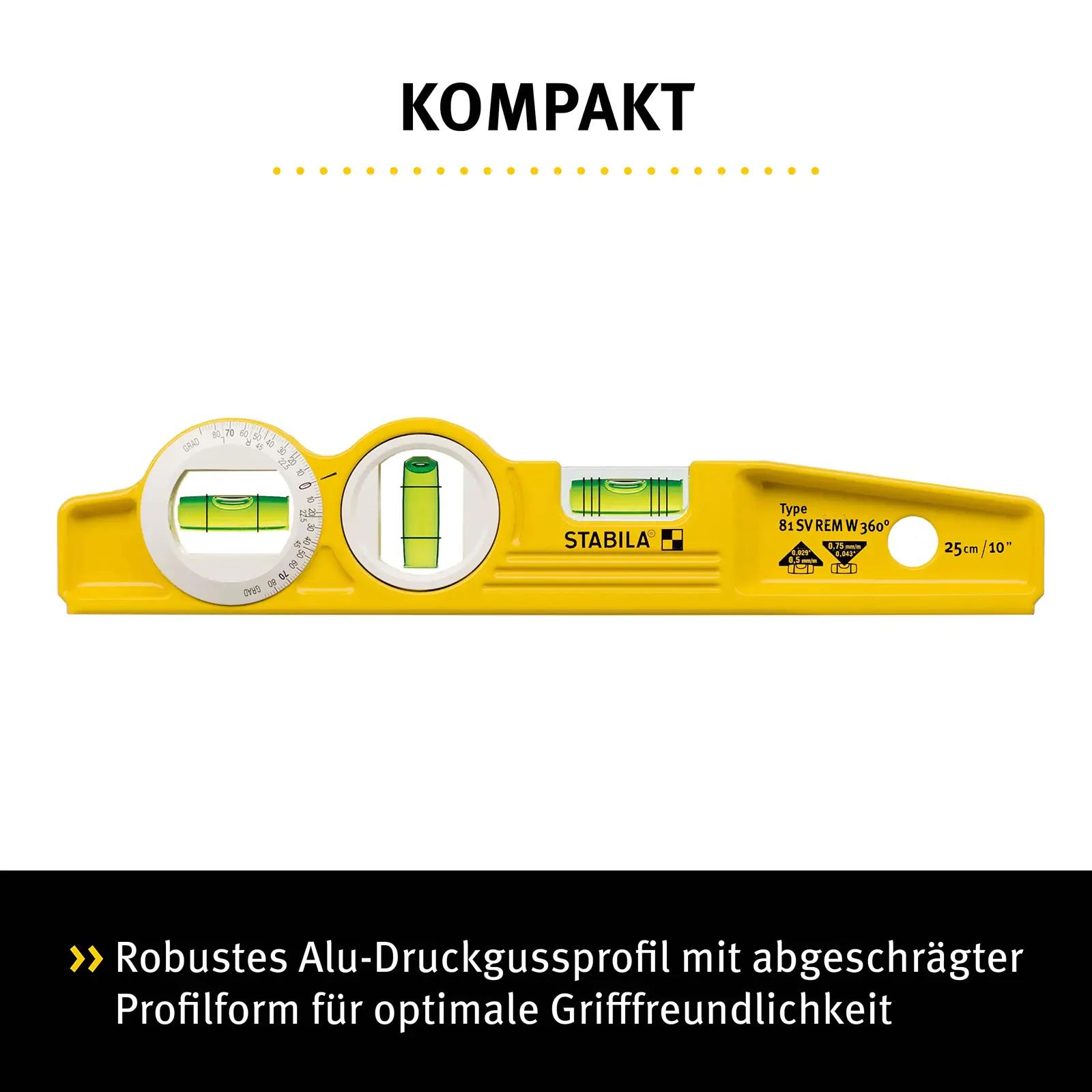 Stabila alumiiniumtorpedo 25 cm magnetiga — täpne mõõtmine – pakend ja tarvikud