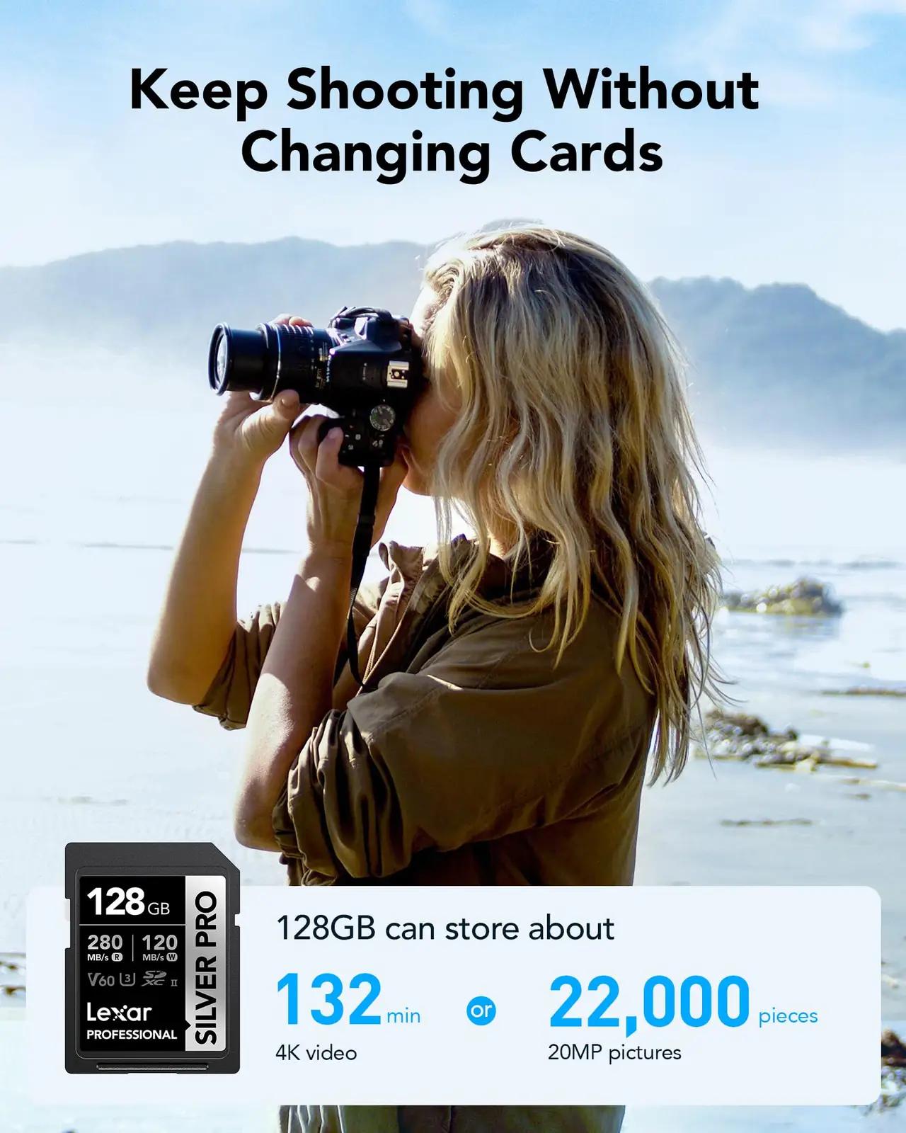 Lexar Silver Pro 128GB SD-kaart – kiire salvestus fotograafile – kasutusnäide