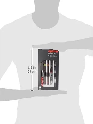 rOtring terasest Isograph finelinerkomplekt — täpne – pakend ja tarvikud