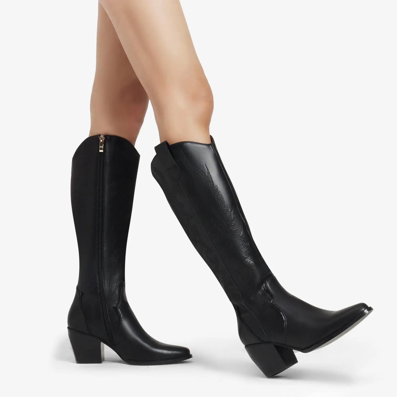 DREAM PAIRS nahkne western-saabas mugava plokkontsaga – pilt 7