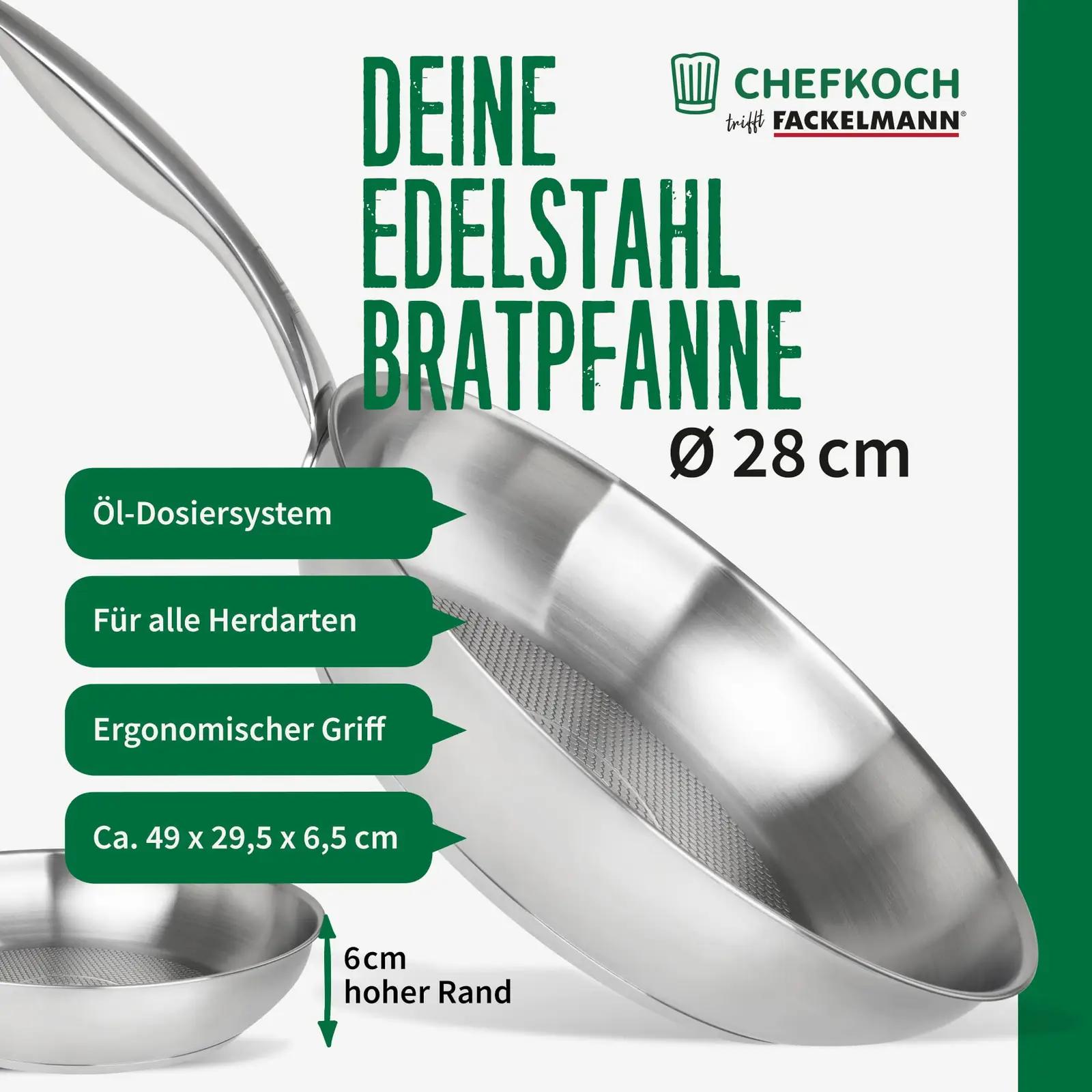 FACKELMANN roostevabast pann Ø28 cm – vastupidav ja krõbe tulemus – detailne vaade
