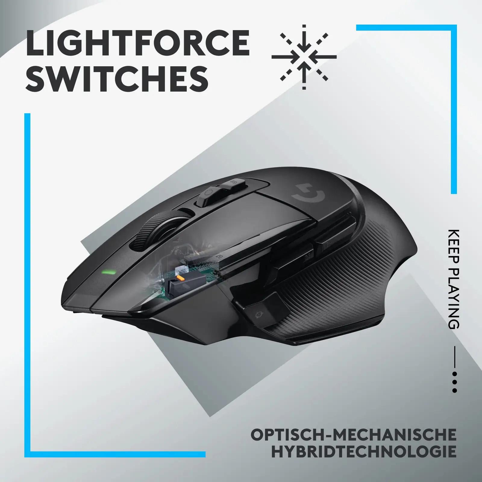 Logitech G elegantne mänguhiir G502 X LIGHTSPEED — täpne ja kerge – detailne vaade