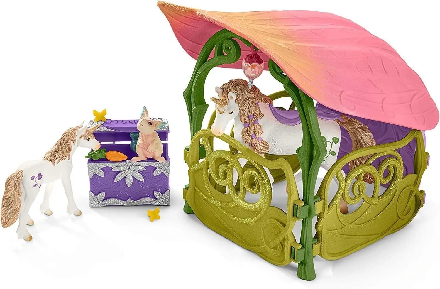 SCHLEICH glitriv roosiõue mängukomplekt unicornidega – kasutusnäide