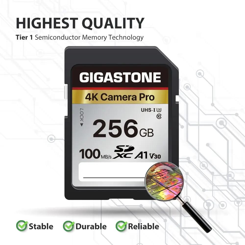 Gigastone 256GB SDXC kaart 4K salvestuseks ja kiireks jagamiseks – detailne vaade