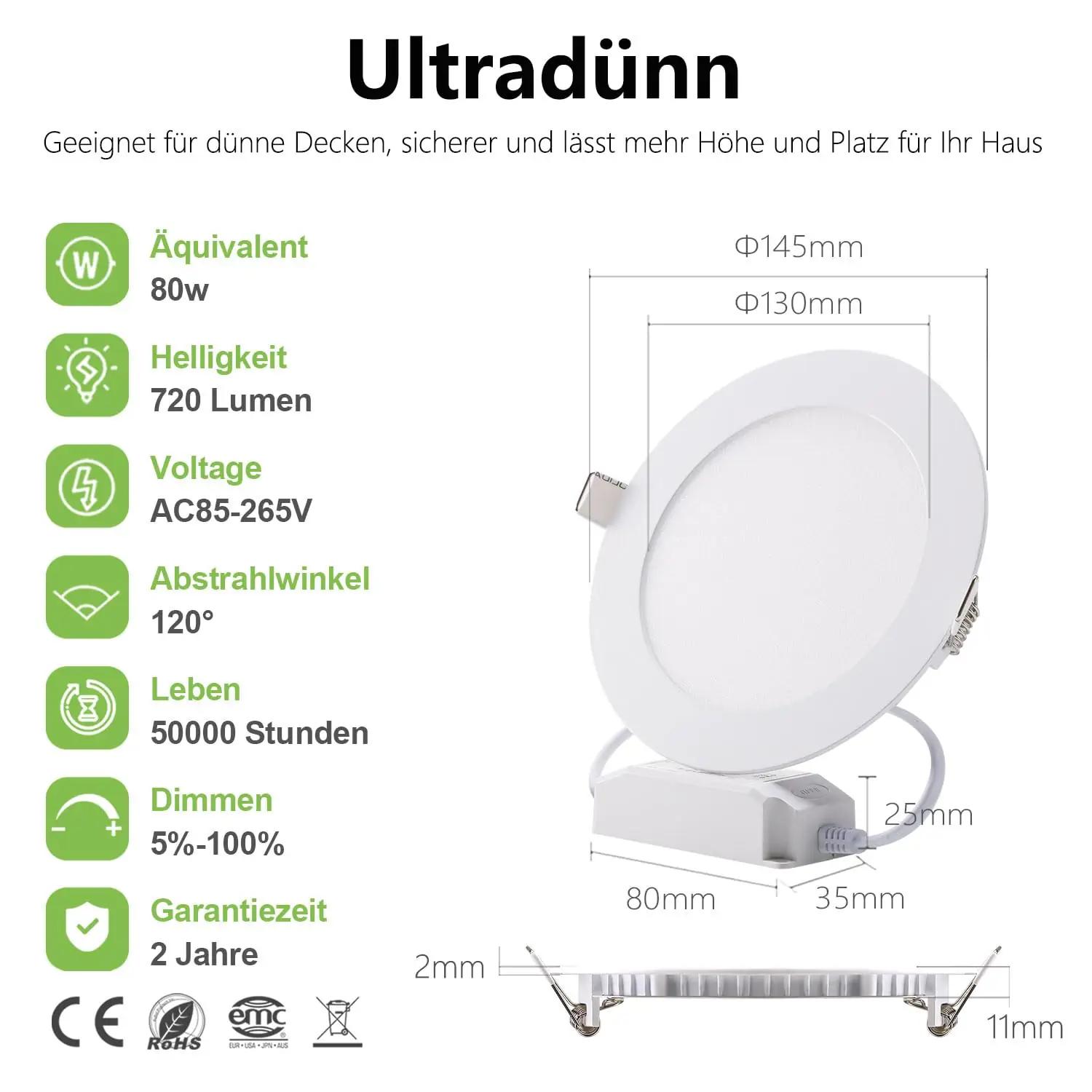 Greenclick madalprofiilne 5x LED sissepaigaldatav valgusti 3000K – detailne vaade