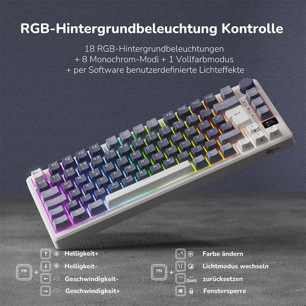 RK ROYAL KLUDGE lavendelvioletne 75% mehaaniline klaviatuur – pilt 6