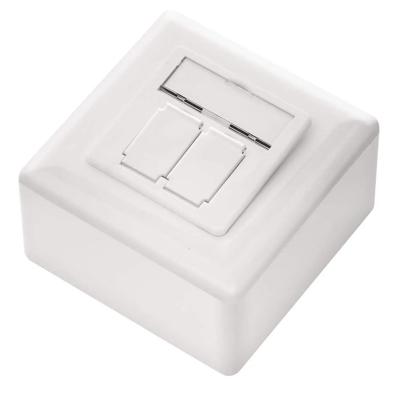 deleyCON CAT 6a võrgupesa 2x RJ45 — tugev, kaetud valge komplekt – detailne vaade