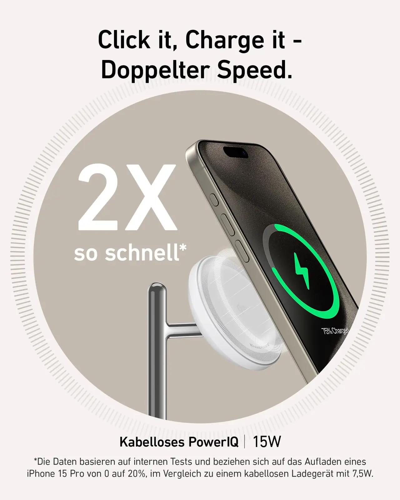 Anker magneesiumist 3-ühes traadita laadija – kompaktne 15W – detailne vaade