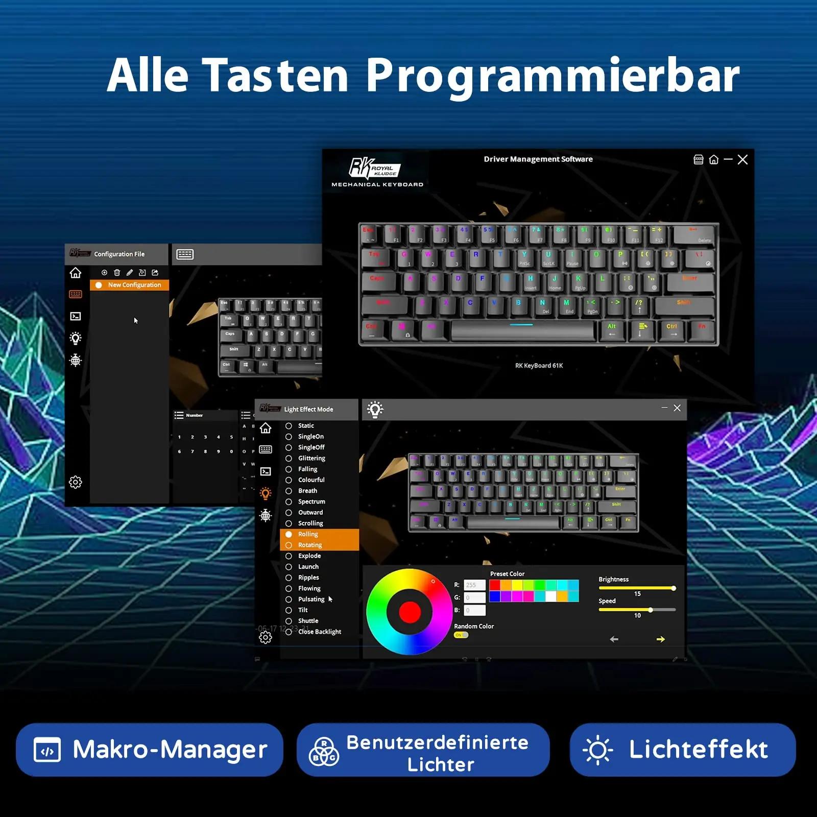 RK ROYAL KLUDGE kerge 60% mehaaniline klaviatuur RGB-valgustusega – lisavaade