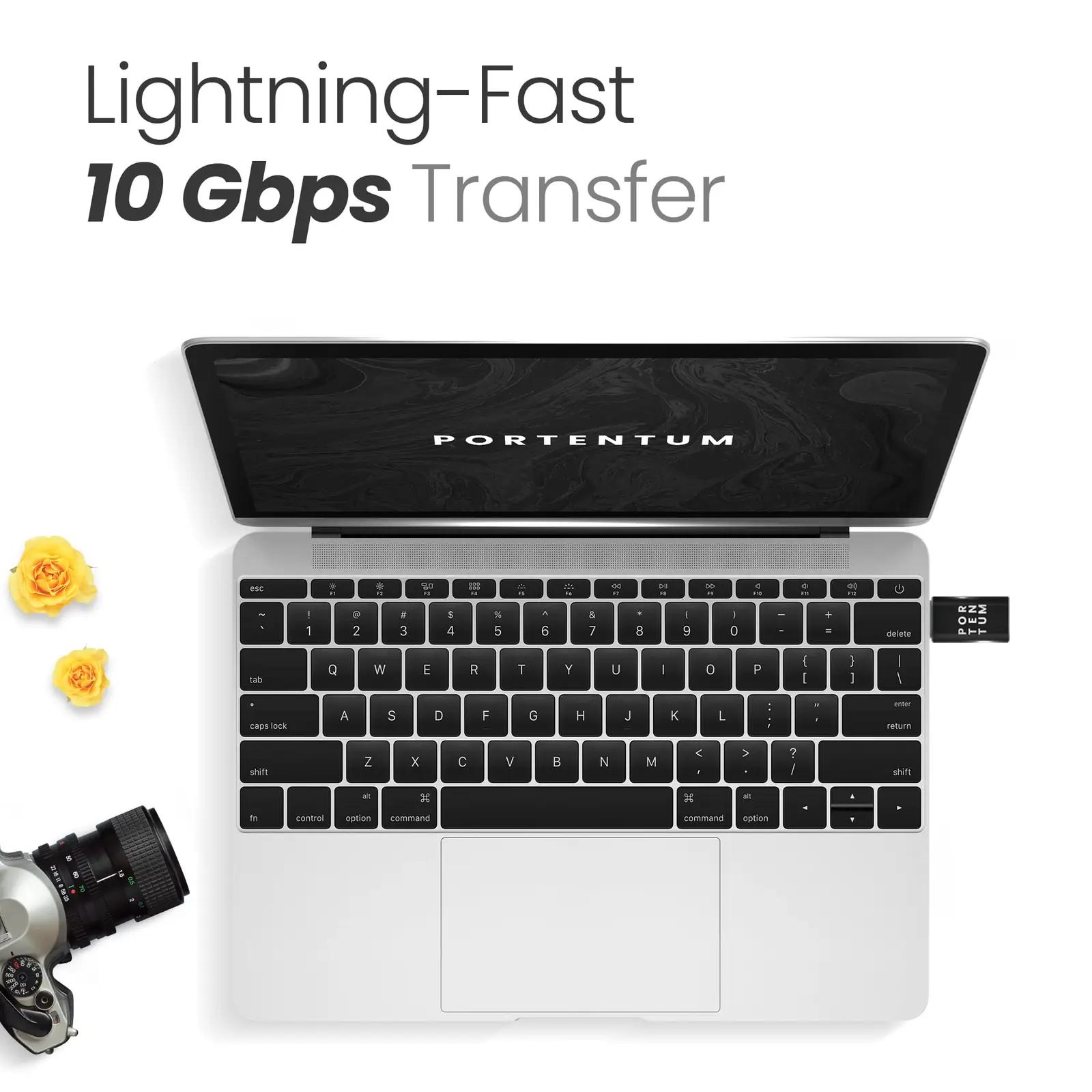 PORTENTUM vastupidav USB C–USB 3.0 adapter — õhuke zinkkest – lisavaade