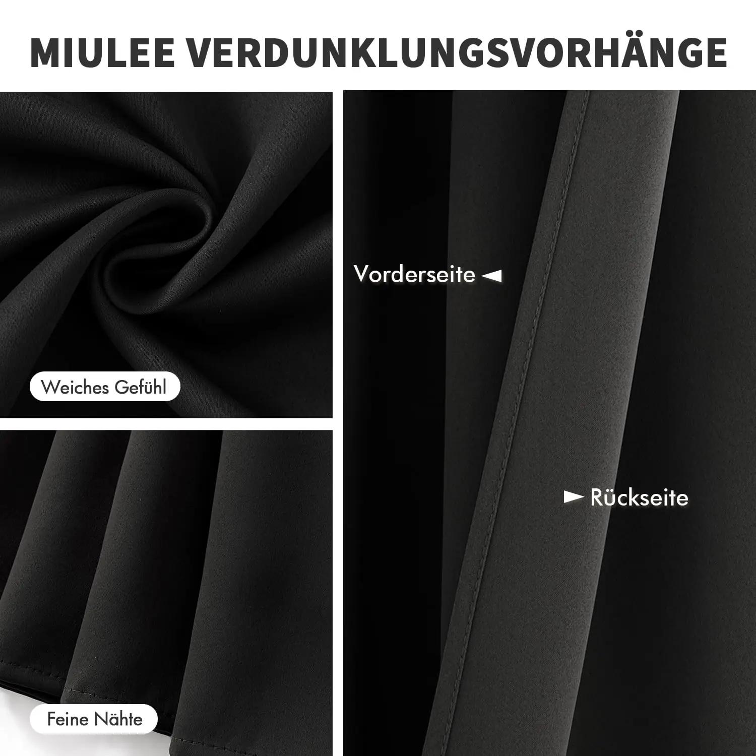 MIULEE must pimendav kardin pehme polyesterist — 2 tk, 140×225 – lisavaade
