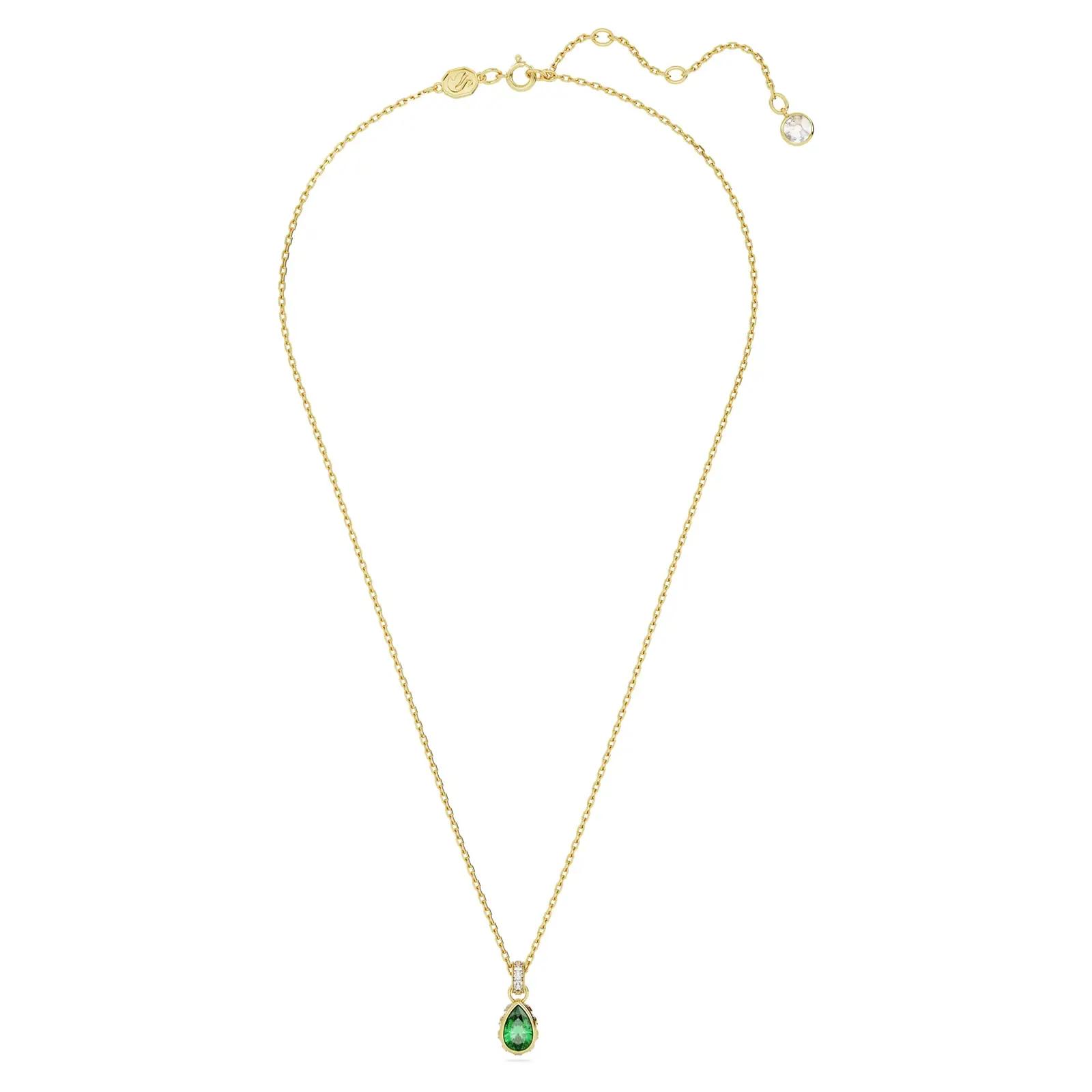 Swarovski kuldse ja rohelise ripatsiga kaelakee — elegantne – detailne vaade