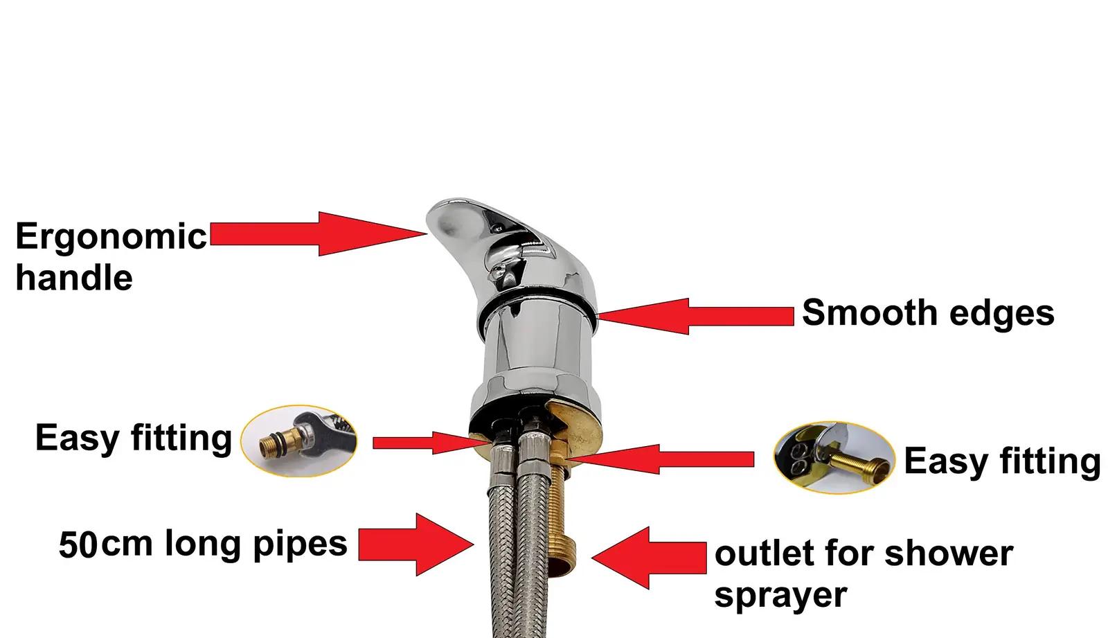 Hairstore Brass faucet 80 cm long pipe valamu segistid – detailne lähivaade