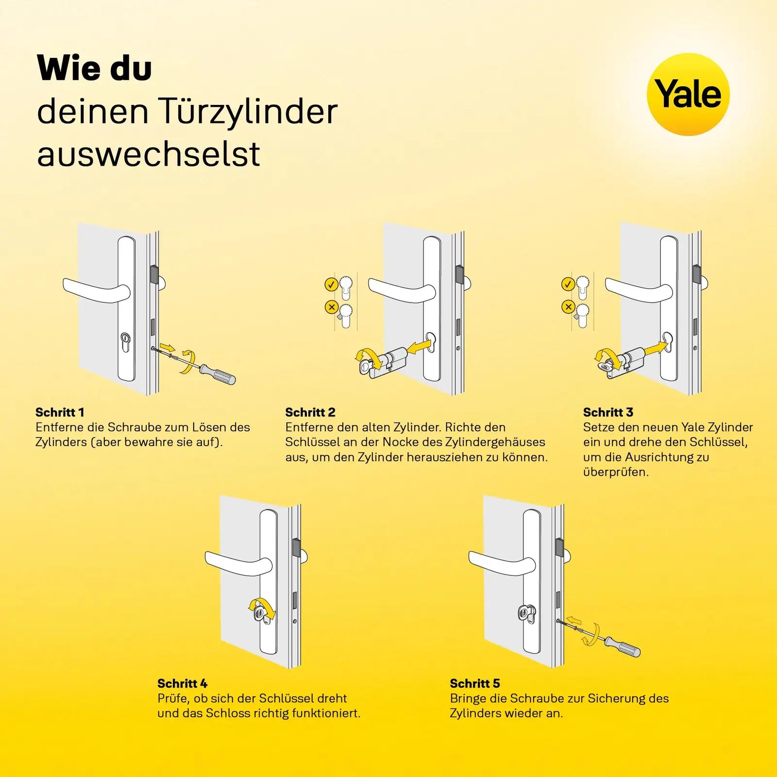 Yale turvaline messinkorpus – topelt Euro-profiil 35/55 – lisavaade