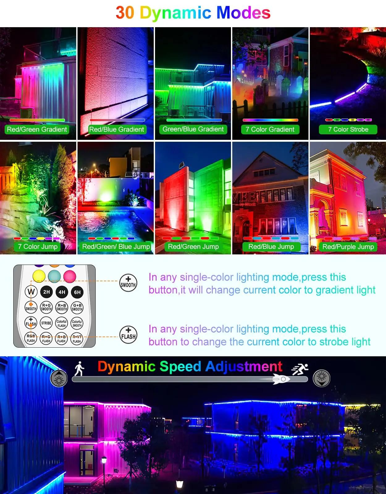 CLV veekindel 42W RGB seinavalgusti — mitmevärviline efekt – pakend ja tarvikud