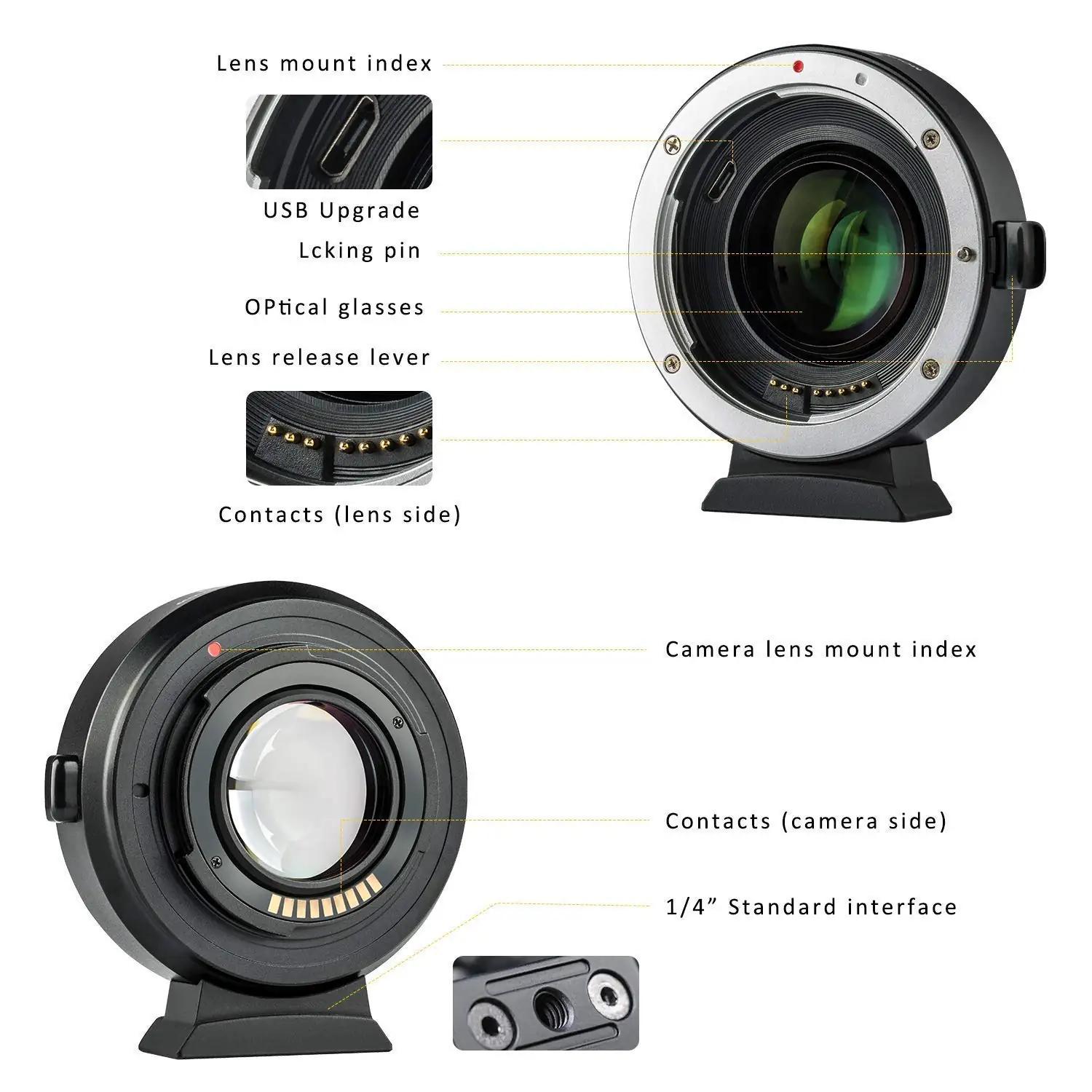 EBYPHAN metallist adapter EF-EOS M2 – Speed‑Booster 0.71x – pilt 6