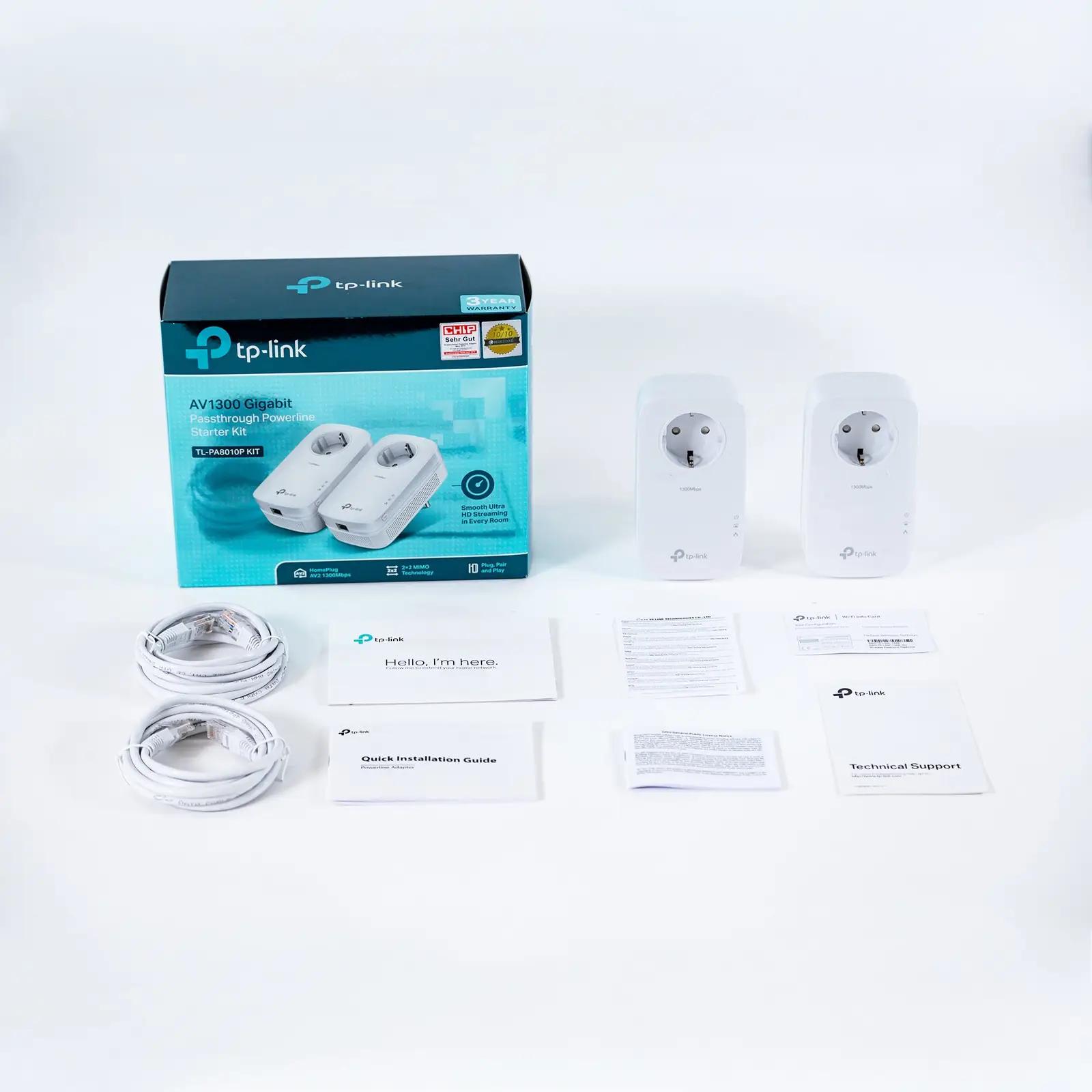 TP-Link tugev Powerline-adapter komplekt — stabiilne voogedastus – pakend ja tarvikud