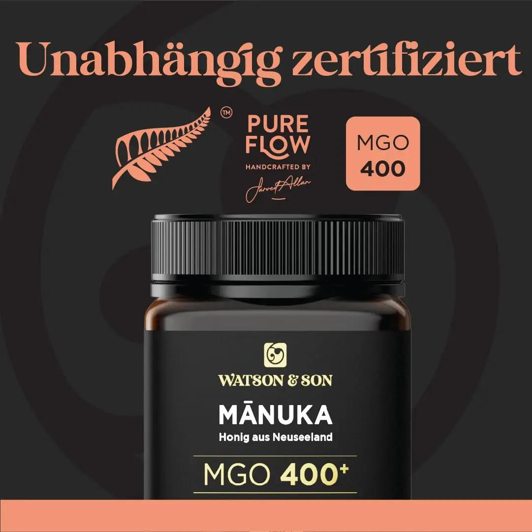 Watson & Son Manuka mesi 500 g — tugev MGO 400+ kvaliteet – pilt 7