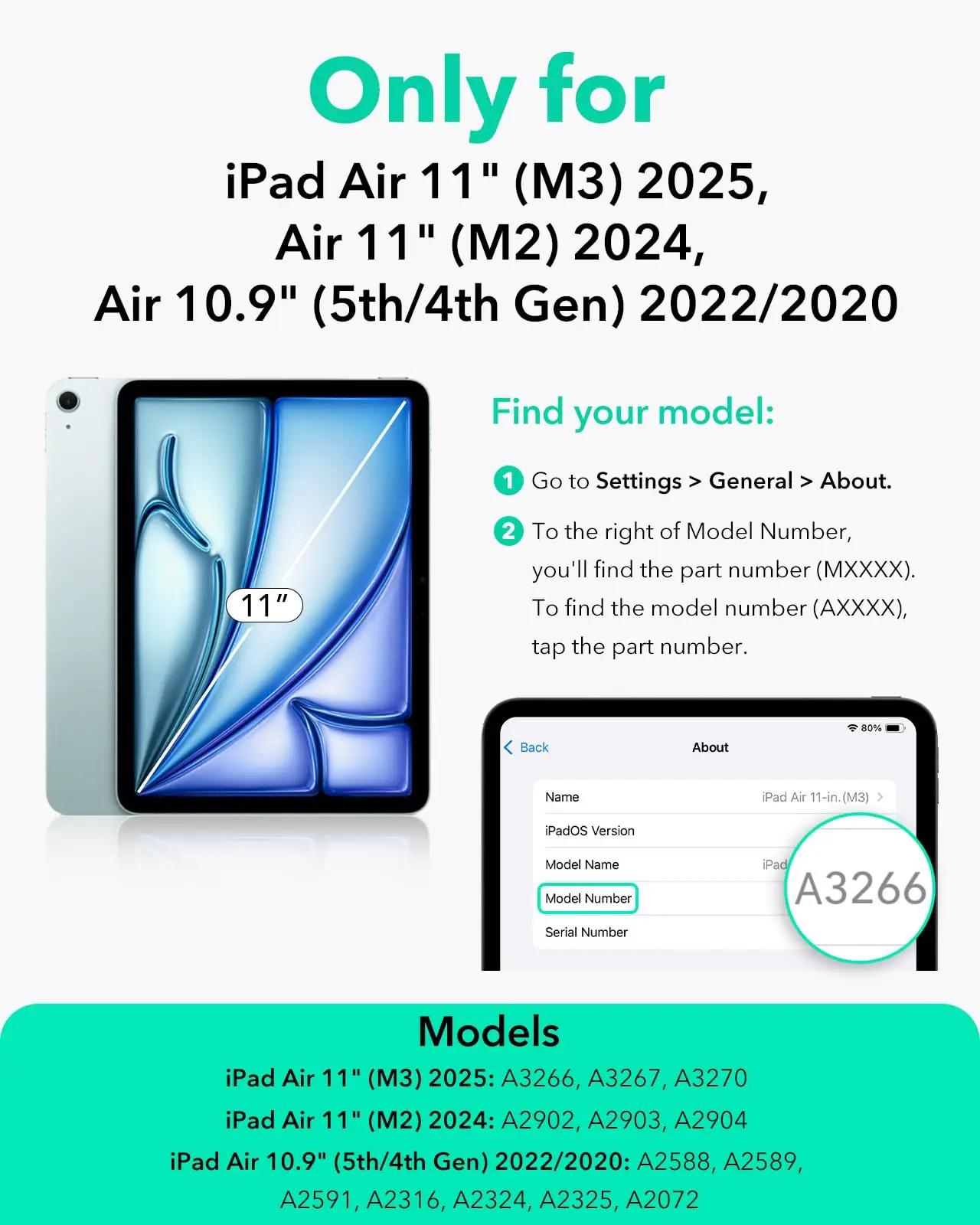 ESR kaitsekott iPad Air 11″ must — magnetkorgiga ja jalaga – detailne vaade