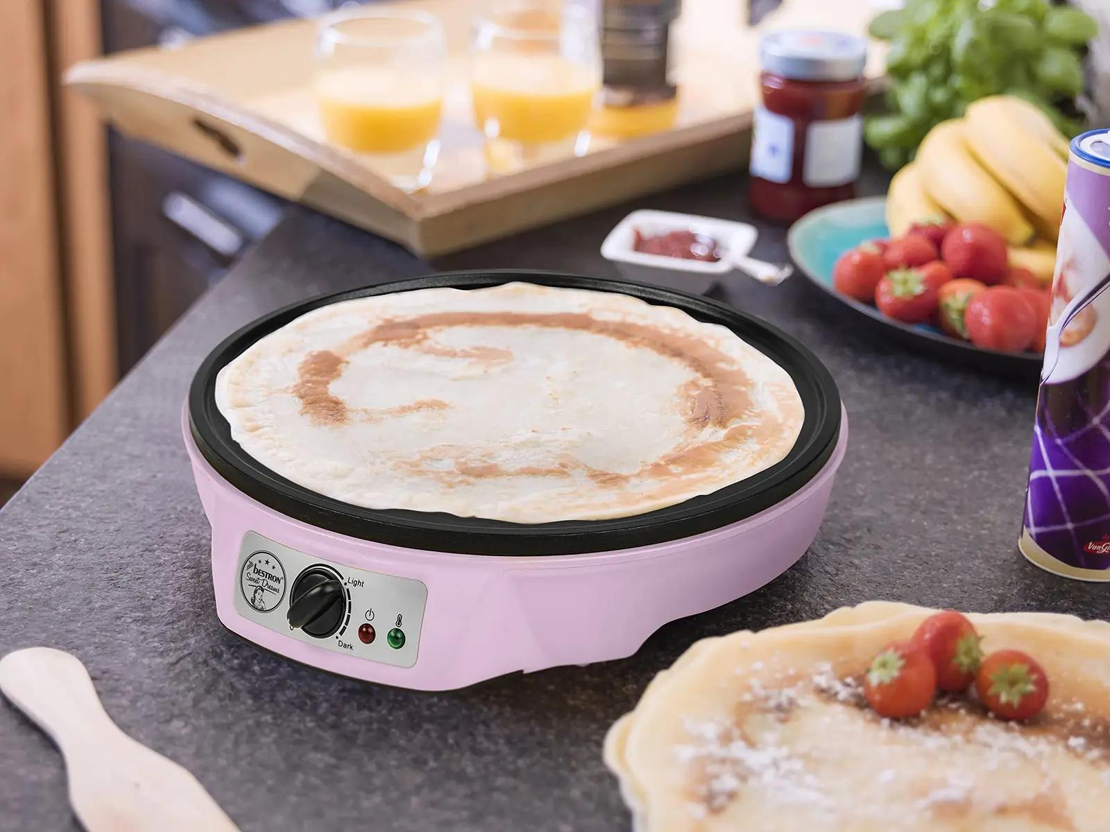 Bestron roosa retro pannkookide valmiskomplekt – 30 cm pliit – lisavaade