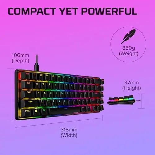 HyperX kerge alumiiniumist mänguklaviatuur – kompaktne 65% – pilt 11