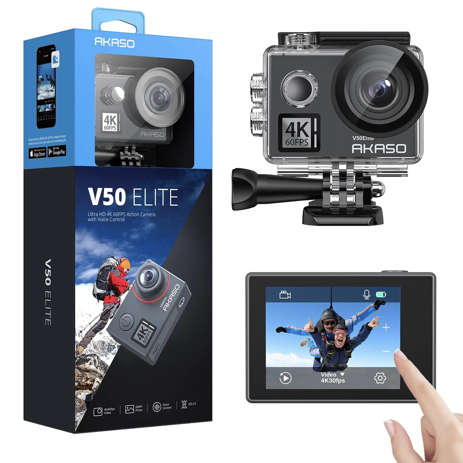 AKASO V50 Elite seikluskaamera 4K60 — veekindel ja mitmekülgne