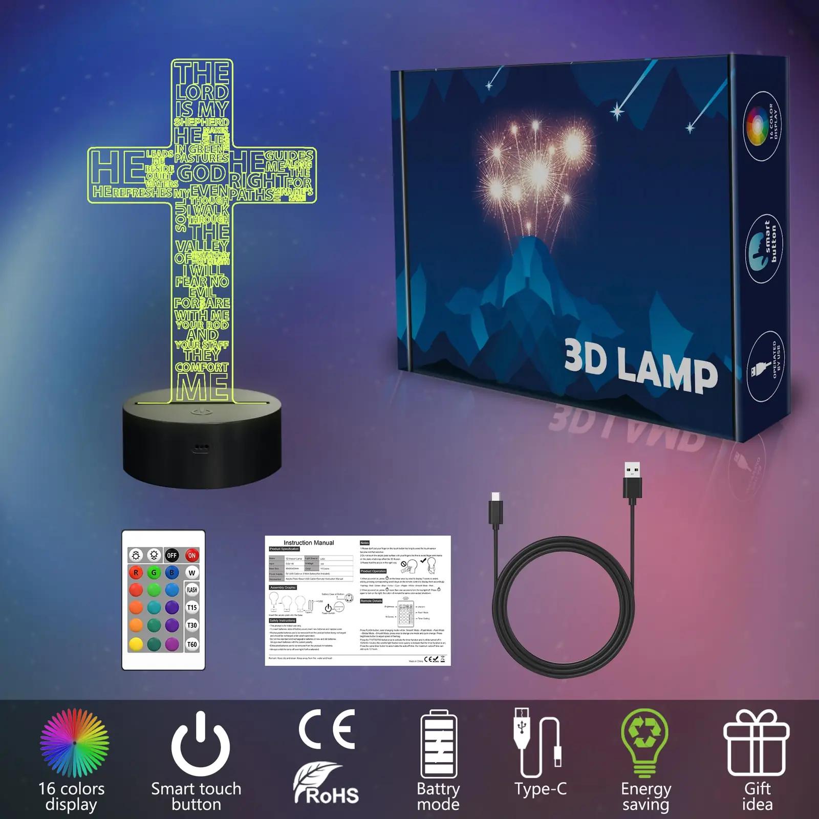 FULLOSUN akrüülrist 3D öölamp – pehme dekorvalgus kingituseks – pilt 8