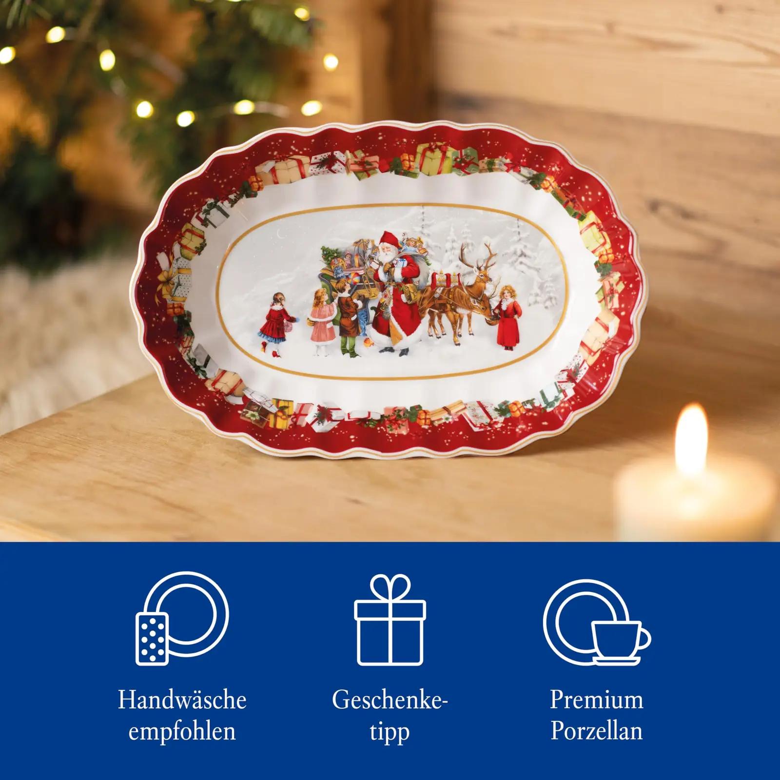 Villeroy & Boch punane portselanist serveerimisvaagen – pidulik – detailne vaade