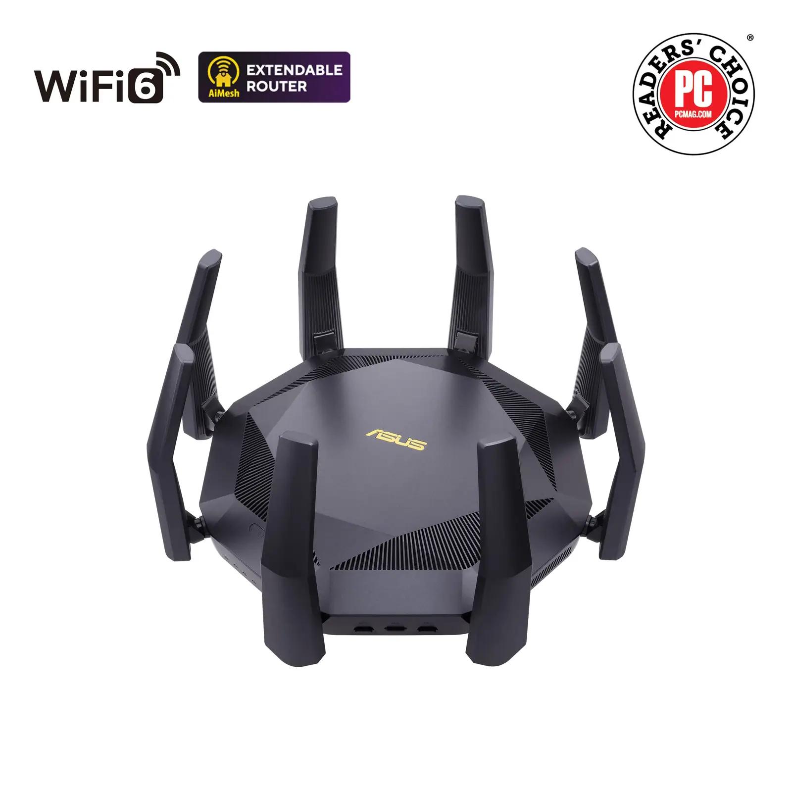 ASUS tugev alumiiniumist WiFi‑6 ruuter koduseks multimeediaks – pakend ja tarvikud