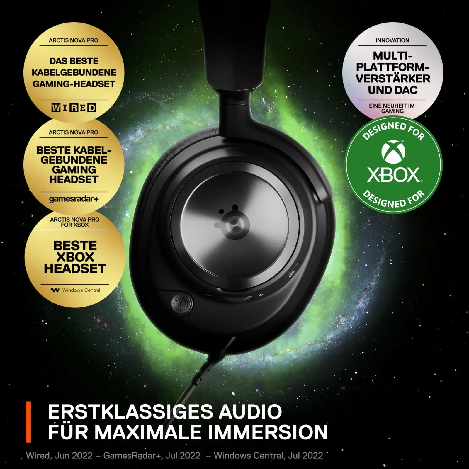 SteelSeries mängukõrvaklapid Arctis Nova Pro Xbox — Hi-Res heli – pakend ja tarvikud