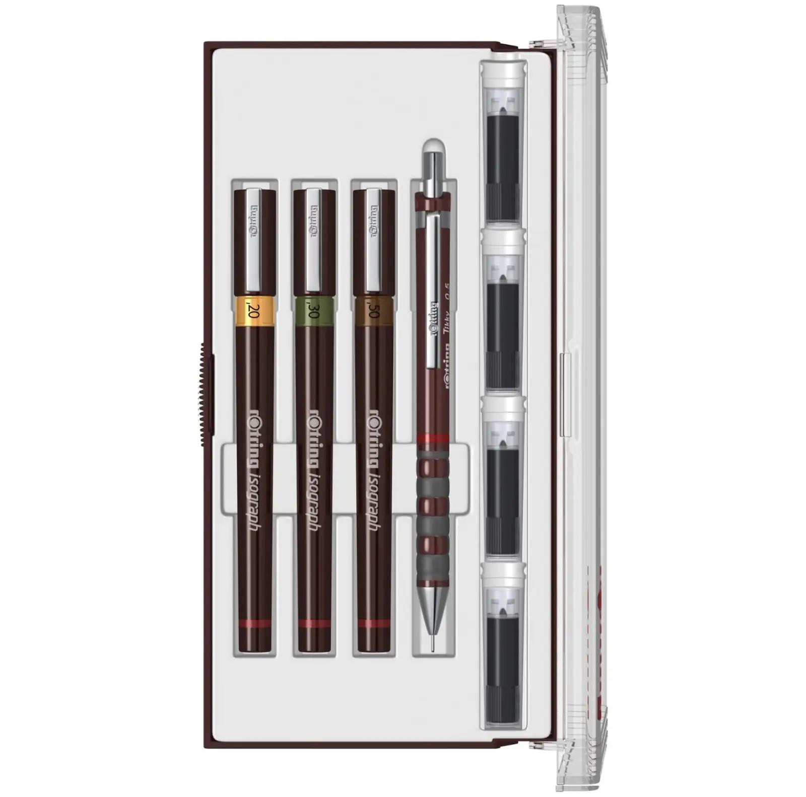 rOtring terasest Isograph finelinerkomplekt — täpne